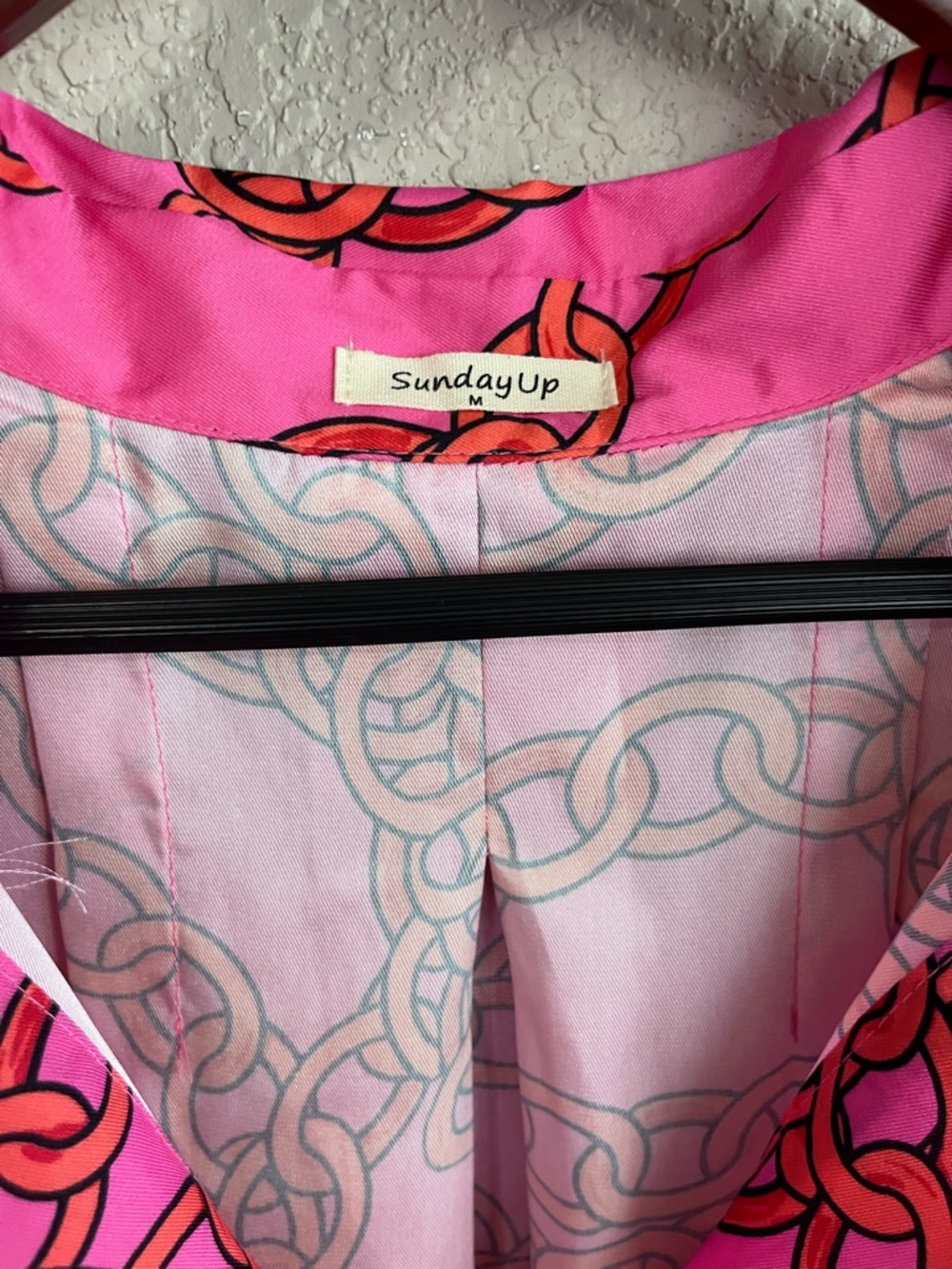 Sunday Up Pink Chain Print Midi Shirt Dress - Size Medium - Picture 4 of 12